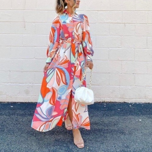 Alexis Target Floral Maxi Dress Women S Euc Long Sleeve Button-Up Collared Tie
